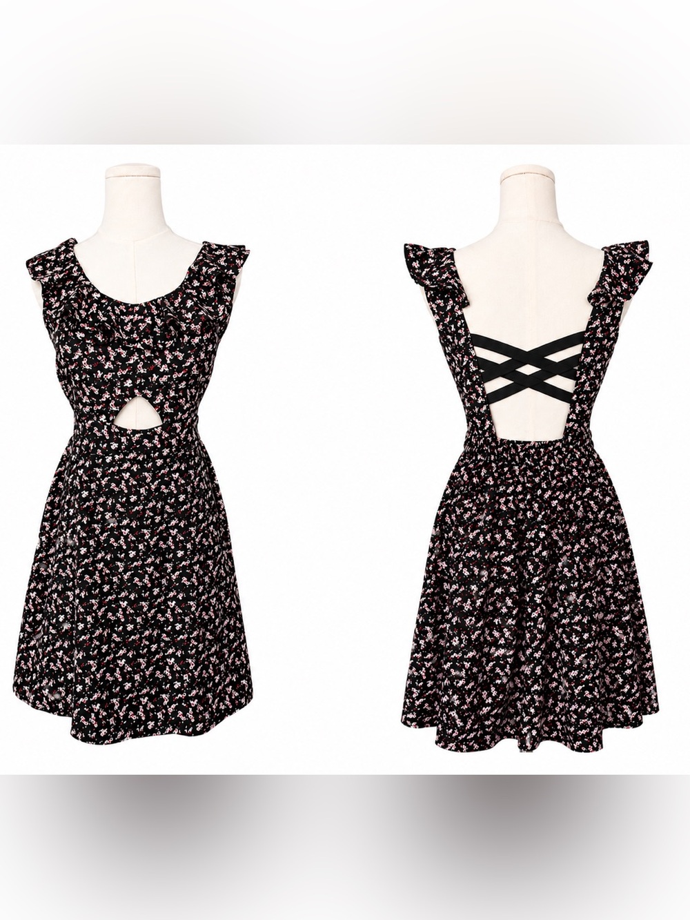 Reverse Brand Ruffle Cutout Dress